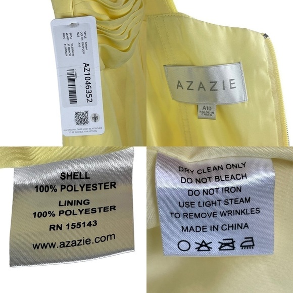 AZAZIE AMANI DAFFODIL YELLOW PLEATED CHIFFON HALTER KNEE LENGTH BRIDESMAID DRESS - Picture 12 of 13